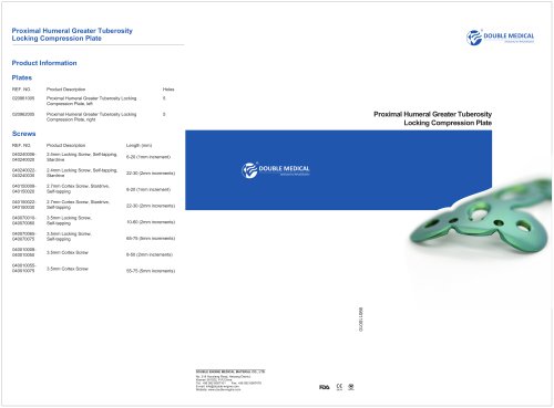 Proximal Humeral Greater Tuberosity Locking Compression Plate