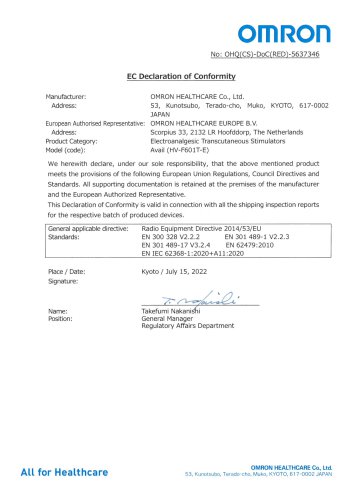 EC Declaration of Conformity Avail (HV-F601T-E)