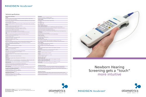 MADSEN AccuScreen - Newborn Hearing Screening Datasheet