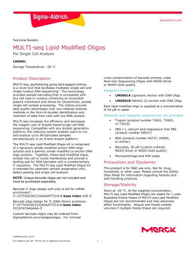 MULTI-seq Lipid Modified Oligos