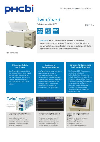 MDF-DC500VX-PE & MDF-DC700VX-PE - TwinGuard-Ultratiefkühlgeräte (-86°C)