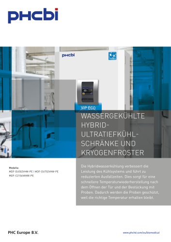 MDF-DU502VHW-PE / MDF-DU702VHW-PE / MDF-C2156VANW-PE Wassergekühlte Hybrid Tiefkühlschränke