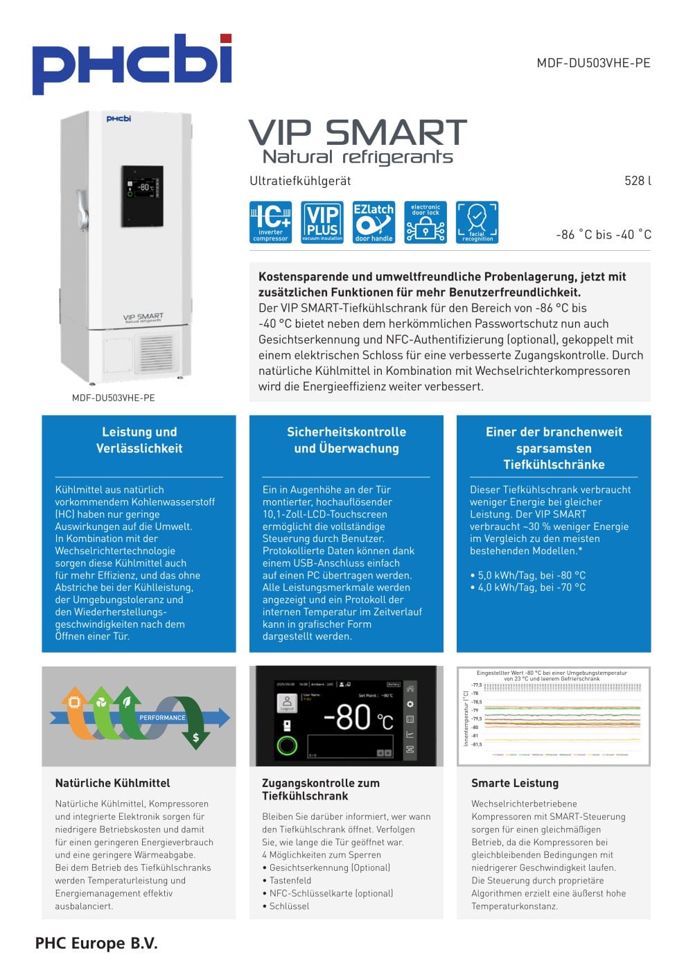 MDF-DU503VHE-PE - VIP SMART ULT Tiefk&uuml;hlschr&auml;nke (&ndash;86 &deg;C) - PHC Europe