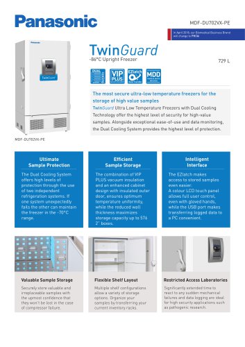 MDF-DU702VX-PE TwinGuard ULT Freezer Product sheet