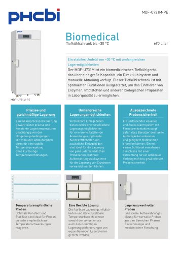 MDF-U731M-PE Tiefkühlschrank bis –30 °C