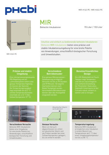 MIR-H163-PE & MIR-H263-PE Beheizte Inkubatoren