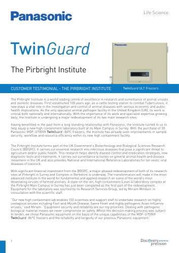 TwinGuard ULT Freezers Customer Testimonial - The Pirbright Institute, UK