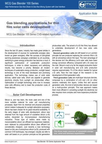 Gas blending applications for thin film solar cells development