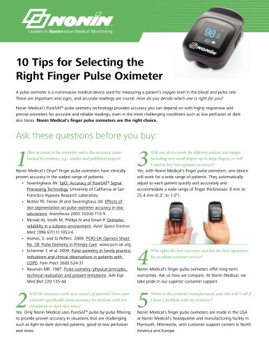 10 Tips for Selecting the Right Finger Pulse Oximeter