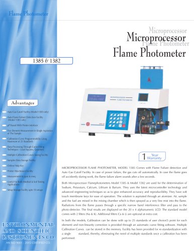 Microprocessor Flame Photometer – 1385 & 1382