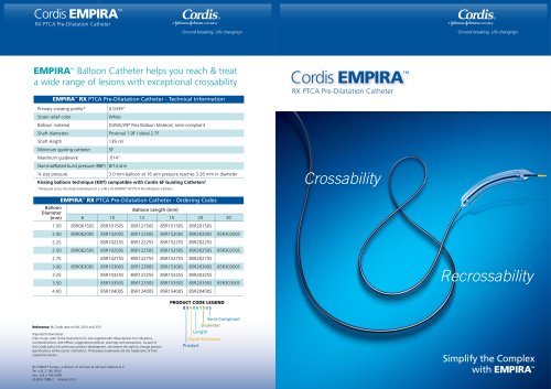 Cordis  EMPIRA ™ RX PTCA Pre-Dilatation Catheter