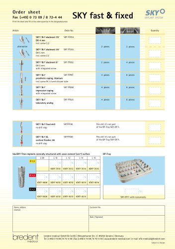 SKY fast & fixed - Order sheet