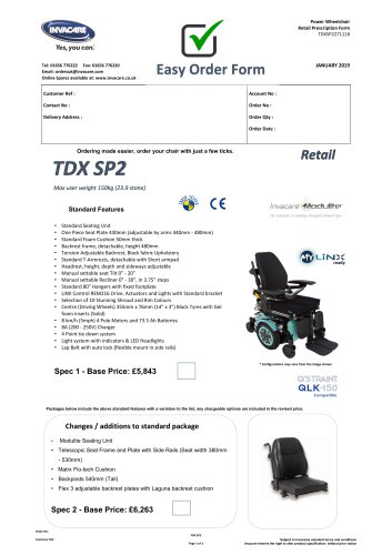 TDX SP2 Max user weight 150kg