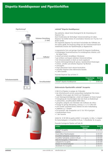 Dispetta Handdispenser und Pipettierhilfen