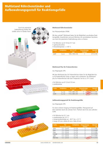Multistand Röhrchenständer und Aufbewahrungsgestell für Reaktionsgefäße