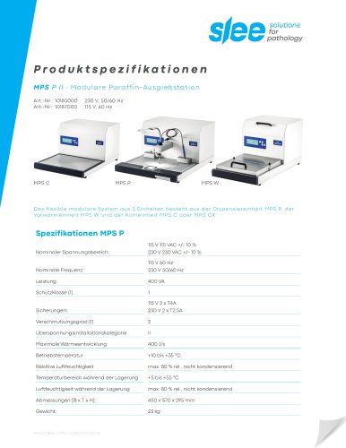 MPSPII Modulare Paraffin-Ausgießstation