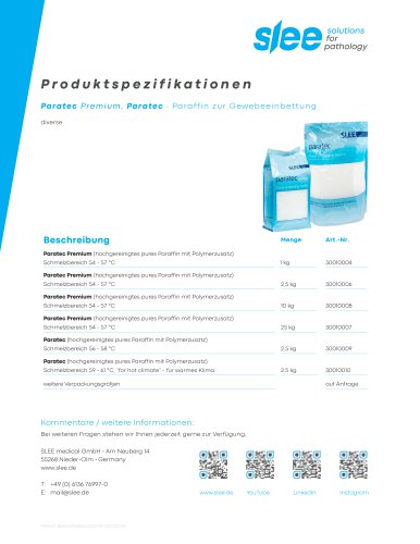 Paratec Premium, Paratec ∙ Paraffin zur Gewebeeinbettung