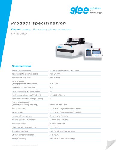 Product specifications Polycut Legacy