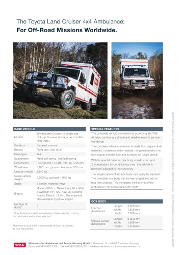 The Toyota Land Cruiser 4x4 Ambulance: For Off-Road Missions Worldwide.