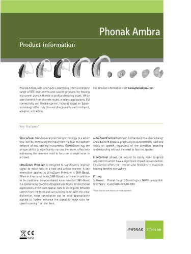 Product Information Phonak Ambra