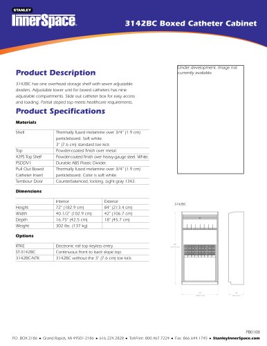 3142BC Boxed Catheter Cabinet Spec Sheet