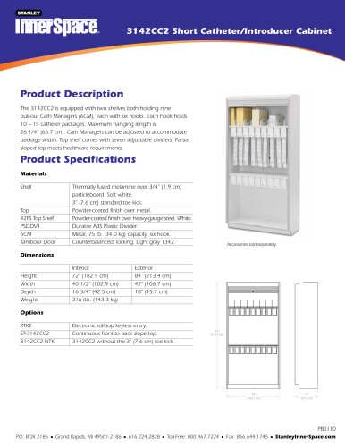 3142CC2 Short Catheter Introducer Cabinet Spec Sheet