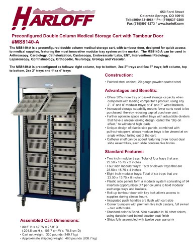 MS8140-A – DOUBLE COLUMN MEDICAL STORAGE CART