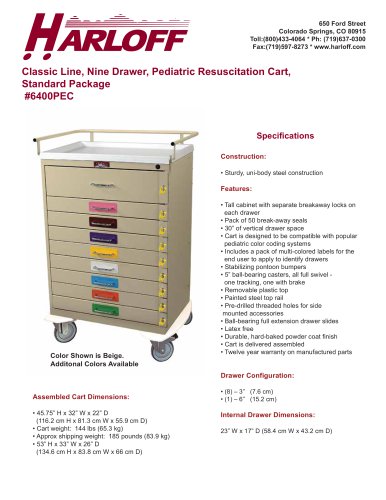 PEDIATRIC RESUSCITATION CART, PEDIATRIC CODE CART