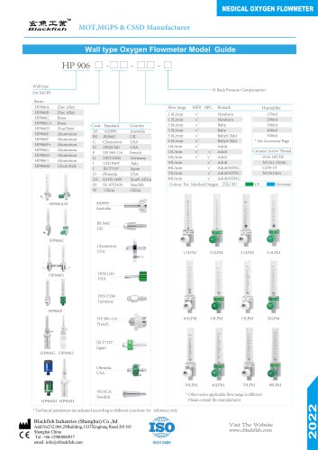 Blackfish oxygen pressure regulator flow meter,BF-FLW,Medical oxygen flowmeter,