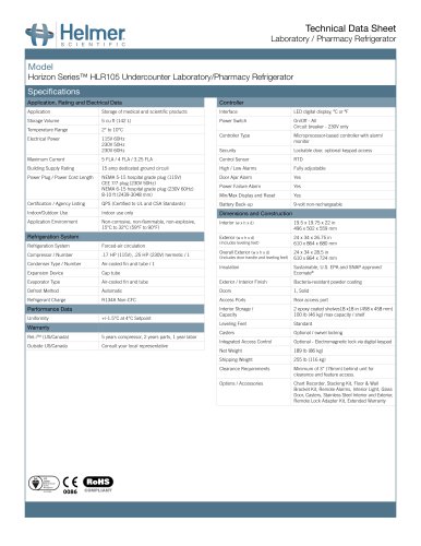 HLR105 Undercounter Laboratory/Pharmacy Refrigerator