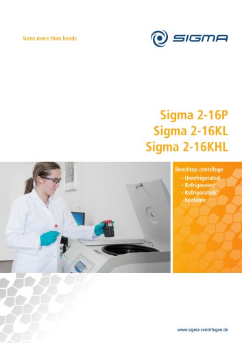 Sigma 2-16P, Sigma 2-16KL, Sigma 2-16KHL Benchtop centrifuge