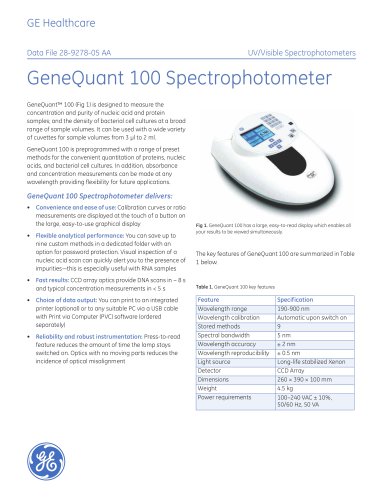 GeneQuant 100 Spectrophotometer