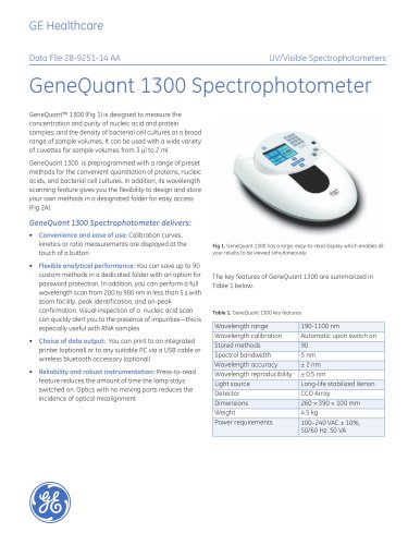 GeneQuant 1300 Spectrophotometer