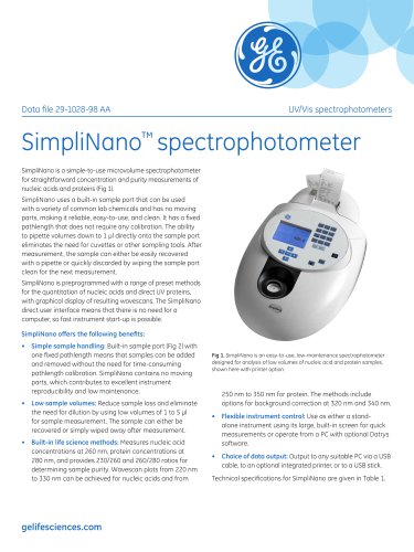 SimpliNano spectrophotometer