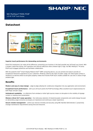 NEC MultiSync® M491 PCAP