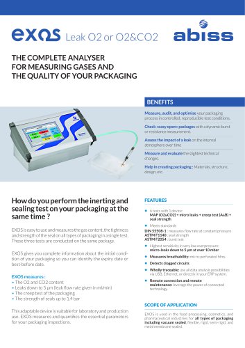 Exos Combined Gas O2 CO2 Leak Burst Analyzer Abiss