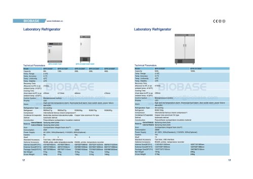 12-13 Laboratory Refrigerator BPR-5V68F BPR-5V108F BPR-5V288F BPR-5V358F BPR-5V468F