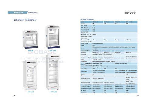 14-15 Laboratory Refrigerator BPR-5V68 BPR-5V108 BPR-5V118  BPR-5V238