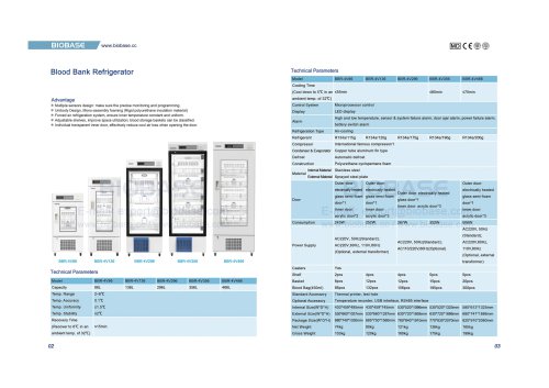 2-3 Blood Bank Refrigerator BBR-4V86 BBR-4V136 BBR-4V296