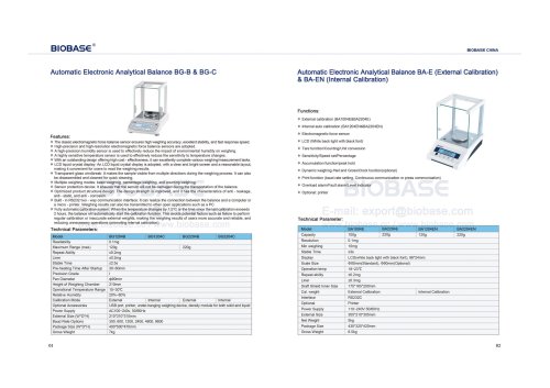 2 Automatic Electronic Analytical Balance BG-B & BG-C&BA-E BA-EN Automatic Electronic Analytical Balance