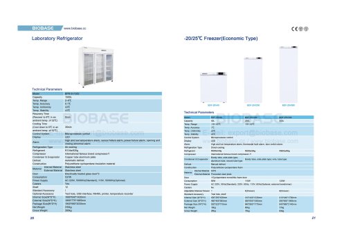 20-21 -20-25℃ Freezer BDF-20V40 BDF-25V230 BDF-25V300