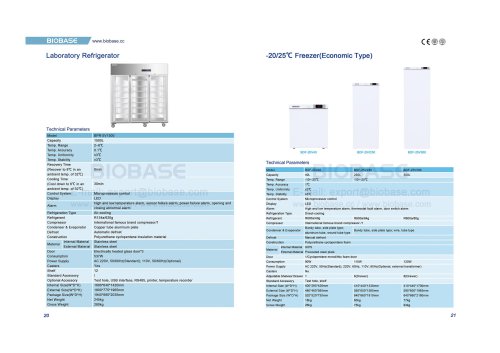 20-21 laboratory Refrigerator & -20-25℃ Freezer(Economic Type)