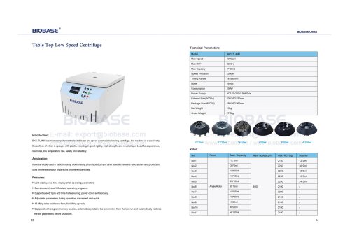 23-24 Table Top Low Speed Centrifuge BKC-TL4MII