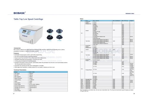27-28 Table Top Low Speed Centrifuge BKC-TL5M