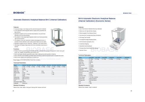 3 BA-C Automatic Electronic Analytical Balance (Internal Calibration)&BA-N Automatic Electronic Analytical Balance&