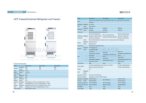 30-31 -40℃ Freezer BRF-40V318 BRF-40V368