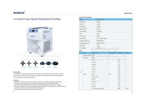 31-32 Low Speed Large Capacity Refrigerated Centrifuge BKC-VL5RML