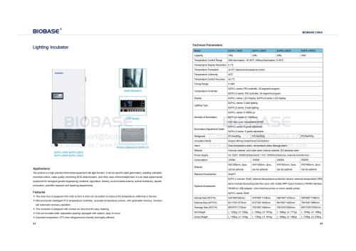 33-34 Lighting Incubator BJPX-L150/II BJPX-L250/II BJPX-L300/II BJPX-L400/II