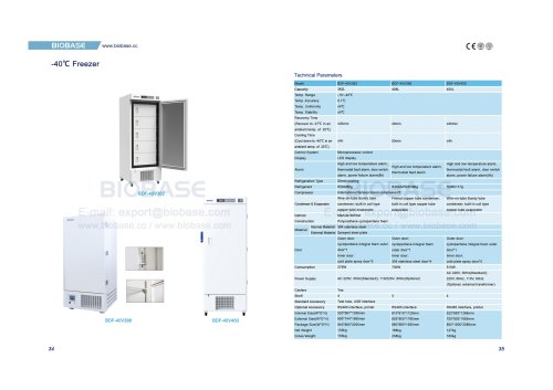 34-35 -40℃ Freezer BDF-40V362 BDF-40V398 BDF-40V450