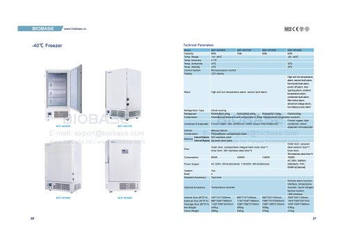 36-37  -40℃ Freezer BDF-40V608 BDF-40V708 BDF-40V808